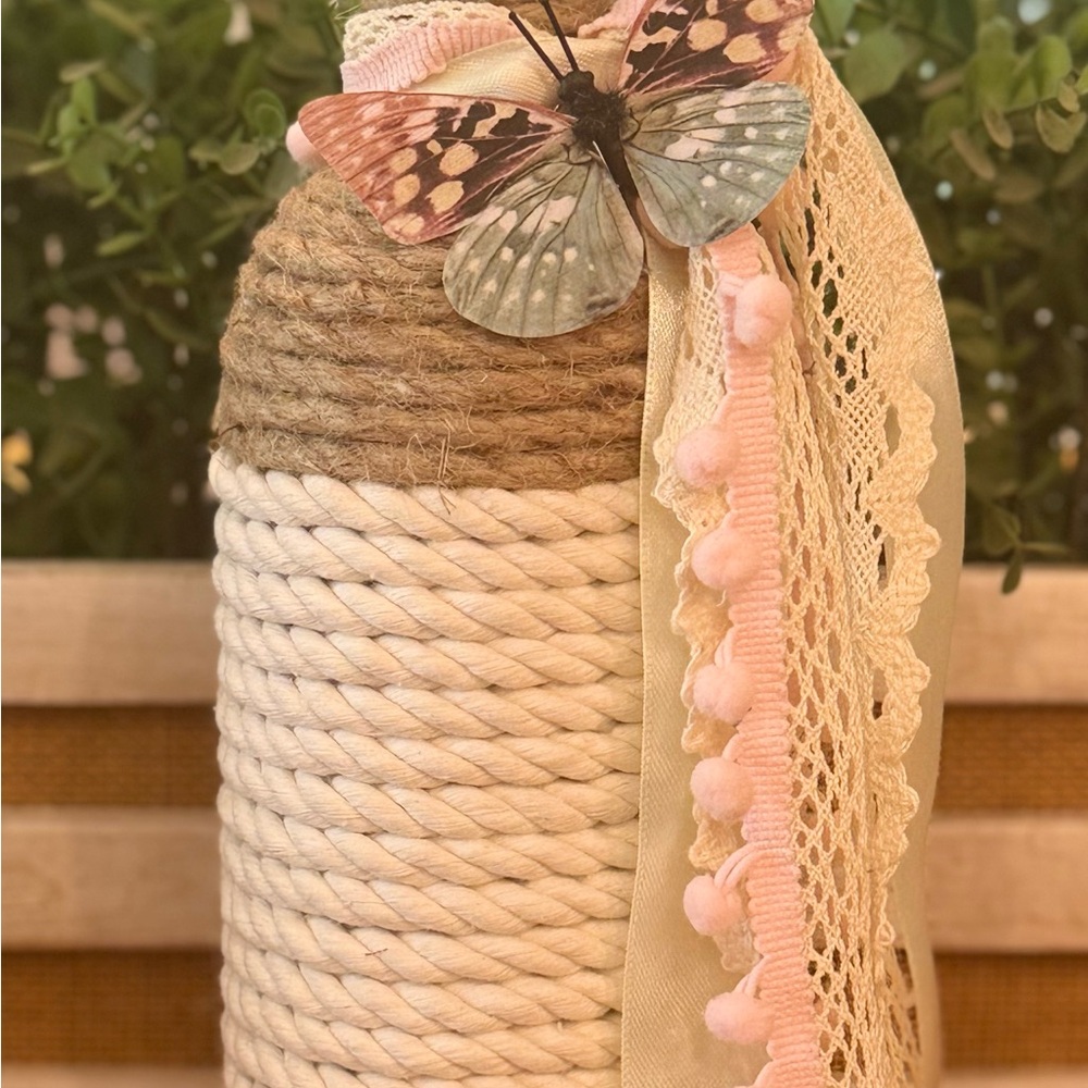 Hand Crafted Cream and Tan Vase with Elegant Accents